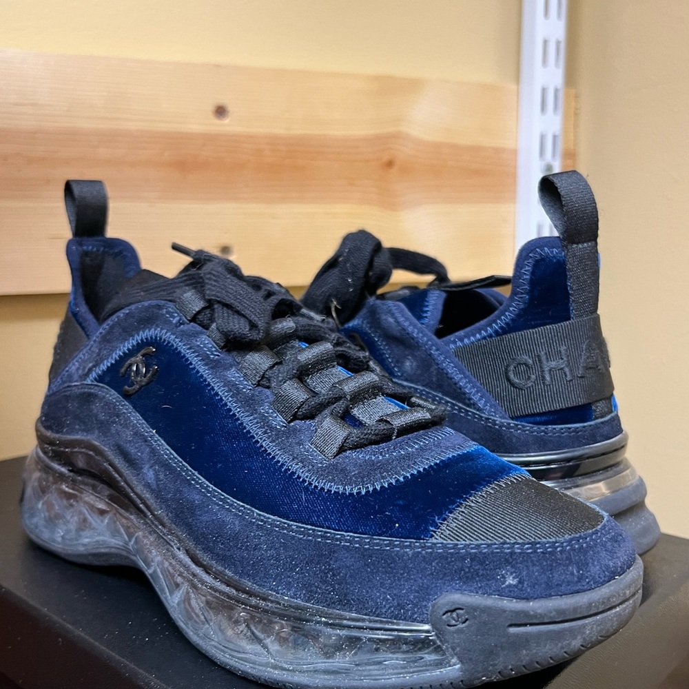COPY - Beautiful navy blue suede Chanel sneakers